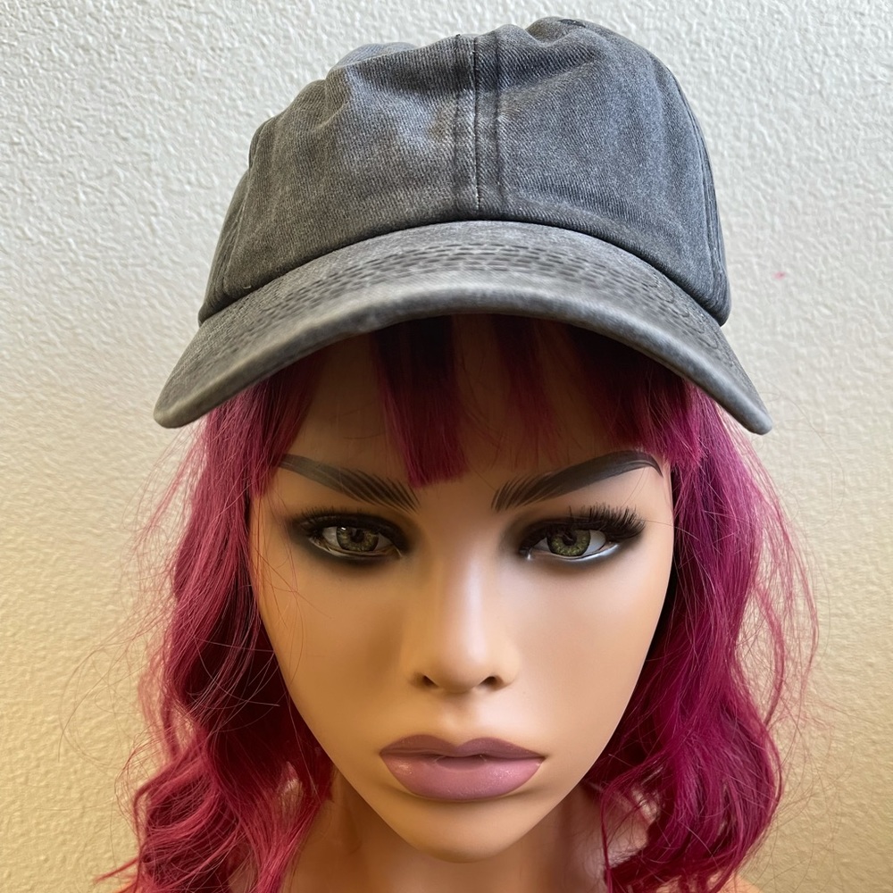 Black or Grey Mineral Wash Ponytail Baseball Hats